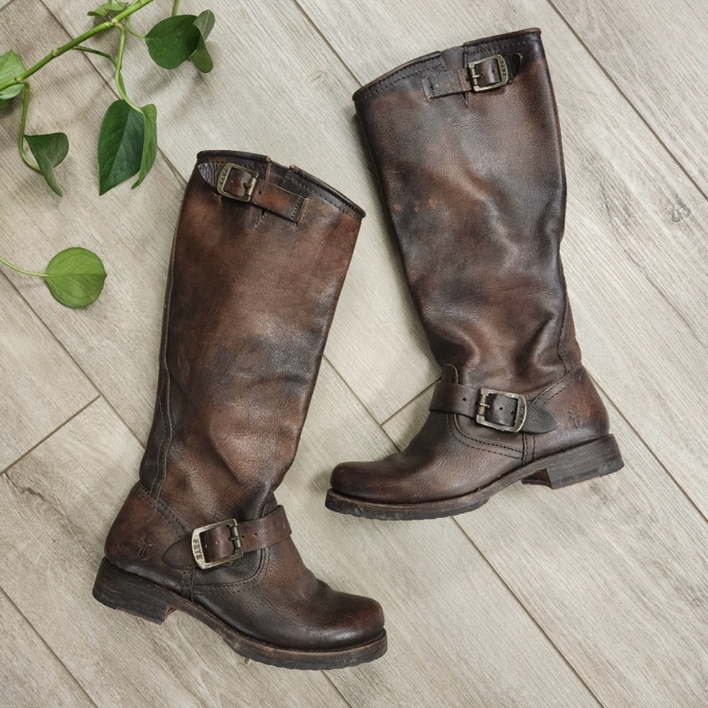 Frye Veronica Slouch Boot Size 6 Brown Leather